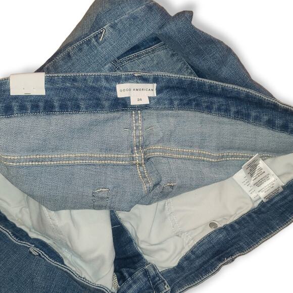 NWT! Good American Good Legs Crop High Waist ripped busted Sz 24W - Picture 8 of 11